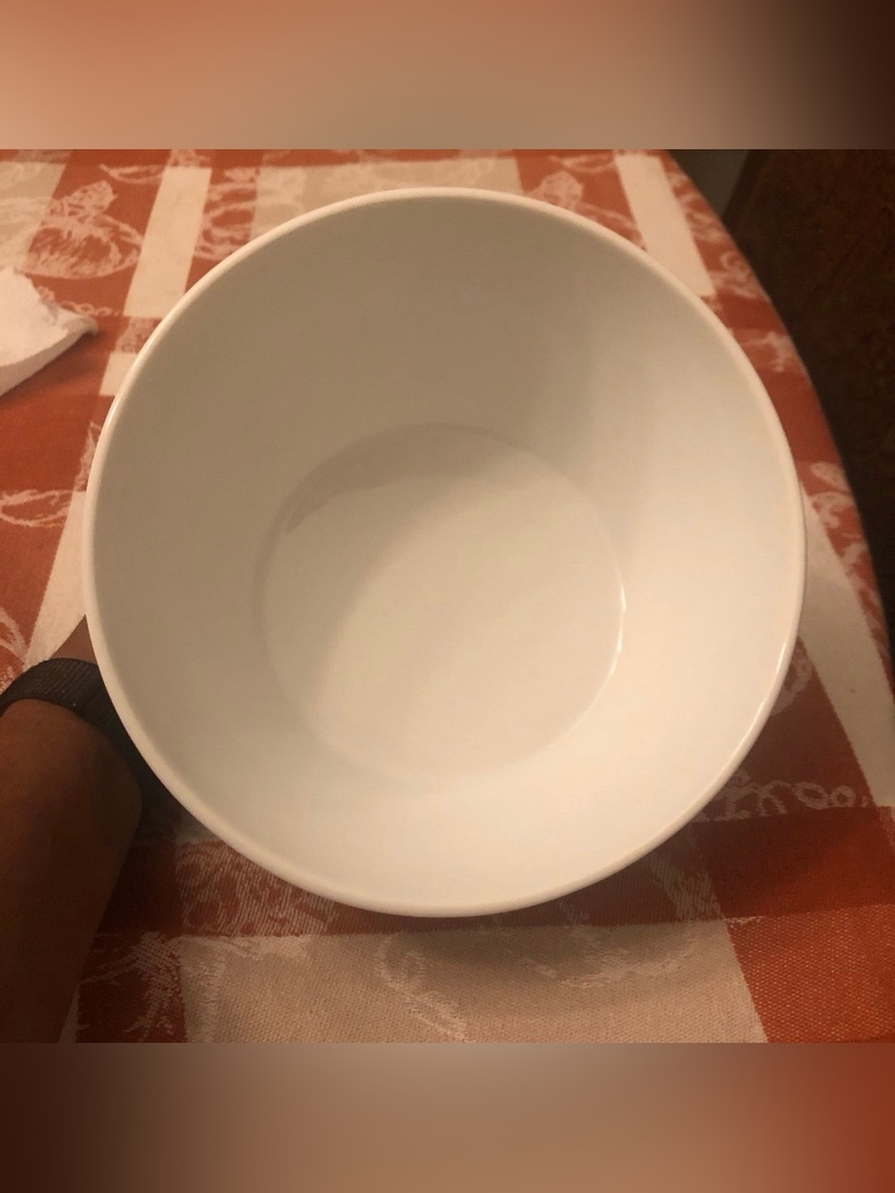 Crate & Barrel Asymmetrical 8.5”D White Serving Bowl 2.75”H Front & 4.25” Back - Picture 6 of 9